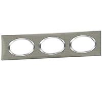 Legrand Plaque de finition Dooxie 3 postes carrée inox brossé