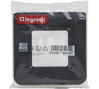 Legrand - Plaque de finition avec support (vis) 2 modules - Mosaic - noir Noir