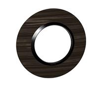 Legrand – Plaque de finition Dooxie ronde 1 poste effet bois ébène avec bague noire brillante