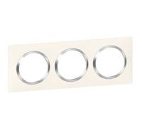LEGRAND - Plaque dooxie Carrée - Plaque de Finition pour Prises et Interrupteurs dooxie - Fabriqué En France - 3 Postes - Bague Effet Chrome - Blanc Mat