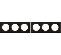 LEGRAND - Plaque dooxie Carrée - Plaque de Finition pour Prises et Interrupteurs dooxie - Fabriqué En France - 3 Postes - Noir Velours (Lot de 2)