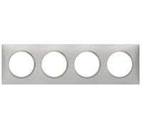 LEGRAND - Plaque dooxie Carrée - Plaque de Finition pour Prises et Interrupteurs dooxie - Fabriqué En France - 4 Postes - Aluminium Mat