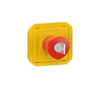 LEGRAND, Plexo 069548L Bouton d'arrêt d'urgence avec clé pour la réinitialisation, fermeture + ouvre-porte, avec 2 clés movible en position 0, 3