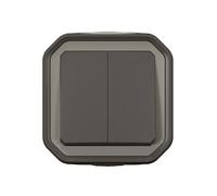Double Interrupteur ou va et vient 3 fonctions LEGRAND étanche Plexo Anthracite 10A 250~ IP55 IK08 livré complet pour saillie