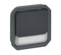 LEGRAND, Plexo 069814L Bouton lumineux Contact inverseur & champ d'inscription contact NO + NC avec agrégat LED 12 V (agrégat LED 230 V également possible), 10 A, 250 V, couleur : anthracite