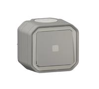 Poussoir temporisé étanche lumineux complet Plexo 1 poste gris Legrand