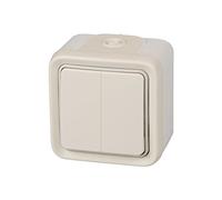 Legrand, Plexo 191518 Interrupteur mural double poussoir étanche de surface de la gamme Plexo, interrupteur extérieur double, étanche (IP55), blanc
