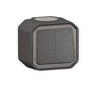 LEGRAND | Plexo Double Interrupteur Ou Va-Et-Vient Ou Poussoir, Étanche IP55, Finition Anthracite, Installation En Saillie