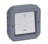 LEGRAND, Plexo New 069528L Interrupteur à 2 broches pour pièces humides avec fonction de contrôle et indicateur intégré IP55 - IK07 16 A 250 V Gris