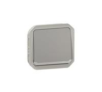 LEGRAND, Plexo New 069540L Bouton poussoir 10 A bornes enfichables (SL) IP55 - IK 08 avec fonction de contrôle Gris