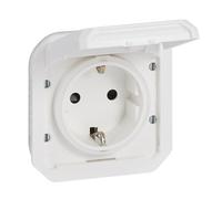 LEGRAND, Plexo New 069639L Prise pour pièces humides standard Schuko avec couvercle à charnière, protection anti-contact, bornes à vis, 16 A, 250 V, I