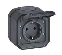 LEGRAND, Plexo New 069799L Prise murale standard Schuko avec couvercle à charnière, protection anti-contact, bornes enfichables, 16 A, 250 V, IP44 - I