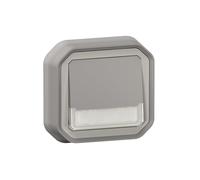 LEGRAND, Plexo New 069824L Bouton-poussoir lumineux pour pièces humides avec porte-étiquette, ouverture et contact de fermeture (NO+NC), livré avec 12