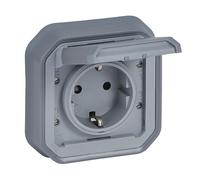 LEGRAND, Plexo New 069833L Embout pour prise pour pièces humides standard Schuko avec couvercle à charnière, protection anti-contact, installation ave