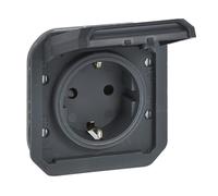 LEGRAND, Plexo New 069839L Prise pour pièces humides standard Schuko avec couvercle à charnière, protection anti-contact, bornes à vis, 16 A, 250 V, I