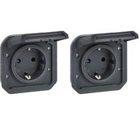 LEGRAND, Plexo New 069839L Prise pour pièces humides standard Schuko avec couvercle à charnière, protection anti-contact, bornes à vis, 16 A, 250 V, I (Lot de 2)