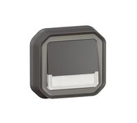 LEGRAND, Plexo New 069854L Bouton-poussoir lumineux pour pièces humides + porte-étiquette, ouverture + contact de fermeture (NO+NC), livré avec 12 V p