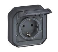 LEGRAND, Plexo New 069859L Embout pour prise pour pièces humides standard Schuko avec couvercle à charnière, protection anti-contact, installation ave