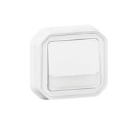 LEGRAND, Plexo New 069864L Bouton-poussoir lumineux pour pièces humides avec porte-étiquette, ouverture + contact de fermeture (NO+NC), livré avec 12