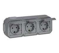 Legrand Plexo NEW APWG 069743L Schuko-Steckdose 3fach IP44 Grau 5 (069743L)