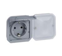 LEGRAND, Plexo New Connected 069877L Prise murale pour pièces humides, prise Schuko, Home+Control, IP44 - IK07 résistant à la poussière et à la saleté, 16 A, 3680 W, gris