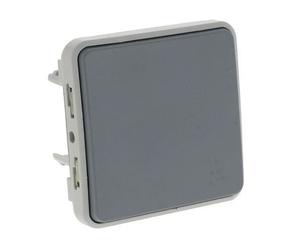 Legrand Plexo55 Modular Interrupteur à bascule Croix Local Humide gris 069521, Bouton + interrupteur, Gris