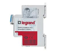Legrand - Porte-fusibles 1P+N - 20A - 1 module - pour cartouches 8,5x31,5mm