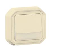 Legrand - Poussoir inverseur lumineux étanche avec porte-étiquette Plexo livré complet pour montage en encastré avec griffes sable