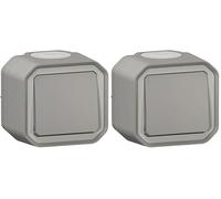 Legrand | Poussoir Plexo NO, Étanche IP55 Gris, Prêt À Installer En Saillie, Résistant Aux Chocs IK08 (Lot de 2)