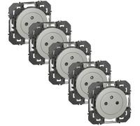 LEGRAND - Prise Electrique Murale 16A avec Terre dooxie Surface - Prise 2P + T Affleurante avec Fond Rétractable - Fabriqué En France - Alu