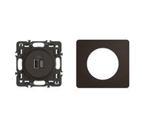 LEGRAND - Prise 2 USB Céliane 15W Type C enjoliveur Noir et support avec Plaque Céliane 1 poste - Noir Mat emballage GD