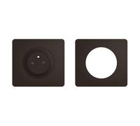 LEGRAND - Prise 2P+T Surface Confort Céliane enjoliveur Noir et support avec Plaque Céliane 1 poste - Noir Mat emballage GD