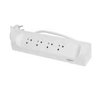 Legrand Prise à monter à 90 degres 4x2P avec terre 1m de cordon blanc (Prise européenne) - 049404 [5 Pièces]