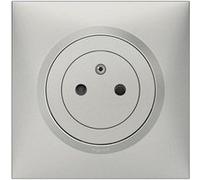 Legrand - Prise carrée 2P+T 16A complète - Dooxie - aluminium G