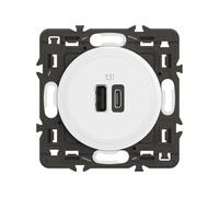 LEGRAND - Prise Céliane Double USB-C et USB-A - 2 Ports 3A/15W - Recharge Tous Types d'Équipements Électroniques - Prêt à Installer - Blanc