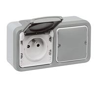 Legrand Prise Connectée Plexo (IP55) with Netatmo (Fonction Mesure, Suivi Consommation, Envoi de Notifications) - Boîtier Complet pour Montage en Sailli avec Prise Terre 16a - Gris - 199271 - Legrand