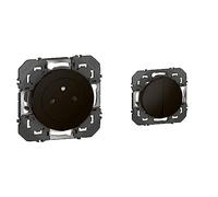 Legrand - Prise de courant 2P+T Surface dooxie 16A finition noir & Double interrupteur ou va-et-vient dooxie 10AX 250V~ finition noir - emballage blister