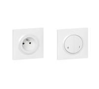 LEGRAND - Prise de courant connectée dooxie with Netatmo complet blanc avec Commande double sans fils ON/OFF dooxie with Netatmo complet blanc