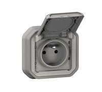LEGRAND | Prise De Courant Standard Plexo, Gris Encastré, Étanche IP55 Contre Poussières Et Projections D'Eau, Résistance Aux Chocs IK08, Produit Complet Prêt À Installer
