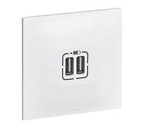 LEGRAND - Prise Double Chargeur USB-A 3A/15W Neptune - Possibilité de Repiquage sur Prise 2P+T - Blanc