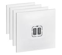 LEGRAND - Prise Double Chargeur USB-A 3A/15W Neptune - Possibilité de Repiquage sur Prise 2P+T - Blanc (Lot de 4)