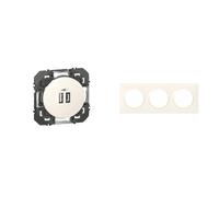 LEGRAND - Prise Double Chargeur USB-A + USB-C 3A/15W dooxie - Conforme Directive CEE & Plaque dooxie Carrée - Plaque de Finition pour Prises et Interrupteurs dooxie