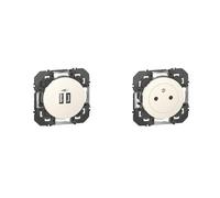 LEGRAND - Prise Double Chargeur USB-A + USB-C 3A/15W dooxie - Conforme Directive CEE & Prise Electrique Murale 16A avec Terre dooxie Surface - Prise 2P + T Affleurante avec Fond