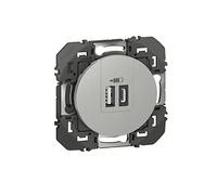 LEGRAND - Prise Double Chargeur USB-A + USB-C 3A/15W dooxie - Conforme Directive CEE - Repiquage sur Prise 2P+T - Alu