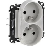 Legrand Prise double en aluminium Valena Life 16A (753390), Bouton + interrupteur