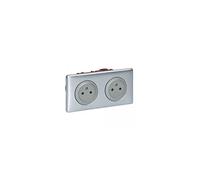 LEGRAND - Prise Electrique Double avec Plaque + Boîte à Encastrer Céliane Surface - Prise Affleurante avec Socle Rétractable - Fabriqué En France - Alu