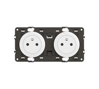 LEGRAND - Prise Electrique Double avec Terre Céliane Surface Confort - Prise Affleurante avec Socle Rétractable - Blanc - A compléter avec une plaque