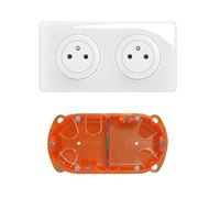 LEGRAND - Prise Electrique Double Céliane Surface Confort avec Plaque + Boîte à Encastrer - Prise Affleurante avec Socle Rétractable - Blanc