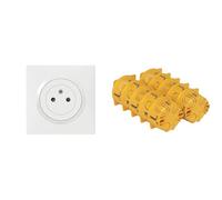 LEGRAND - Prise Electrique Murale 16A avec Terre dooxie Surface + Plaque Carrée & Boîte Encastrement Batibox - Pour Cloisons Sèches - Pour Plaque de Plâtre, Contreplaqué
