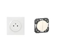 LEGRAND - Prise Electrique Murale 16A avec Terre dooxie Surface + Plaque Carrée & Interrupteur Mural Double ou Va-et-vient 10AX dooxie - Commande d'Éclairage (Sans Plaque)